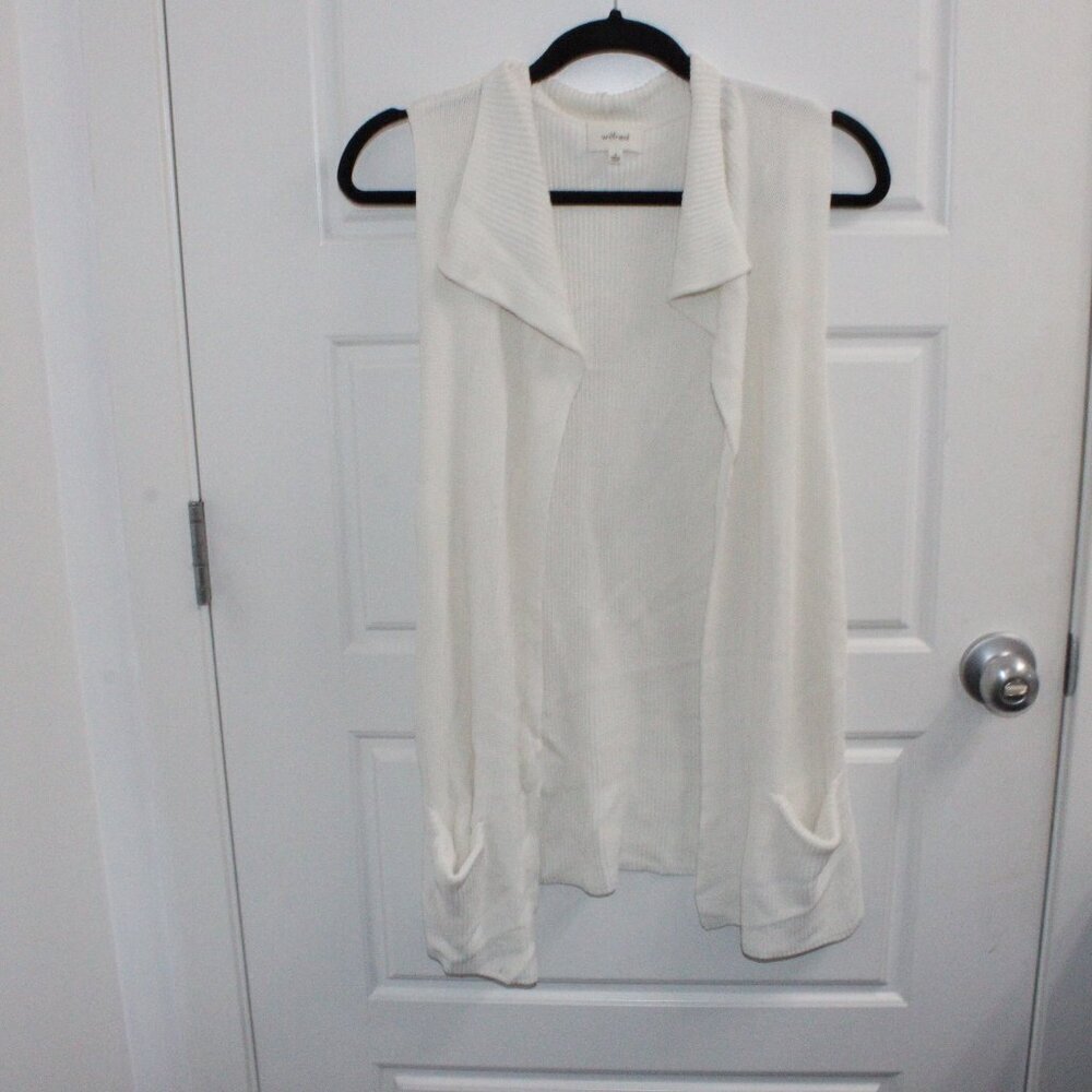 Aritzia Wilfred Cream Knit Sleeveless Open Cardigan‎ Size Small